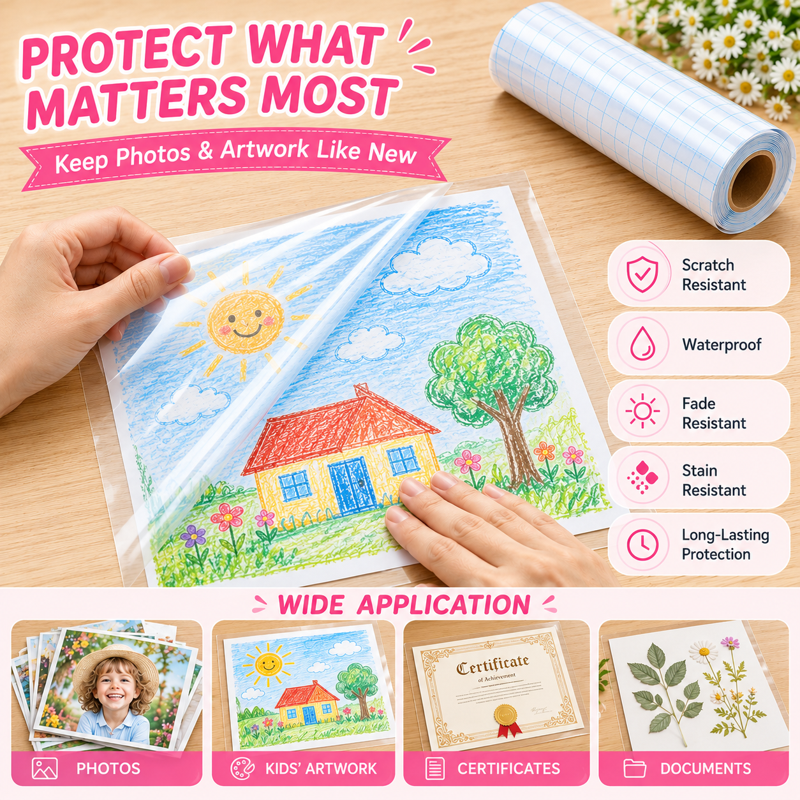 Self-Adhesive Laminating Roll 12" x 30 Ft Waterproof Clear Vinyl for Documents