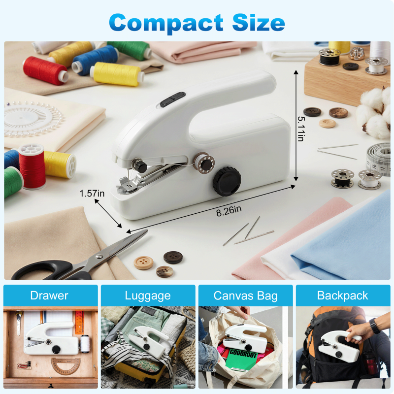 Portable Handheld Sewing Machine - Mini Cordless Hemming & Repair Tool