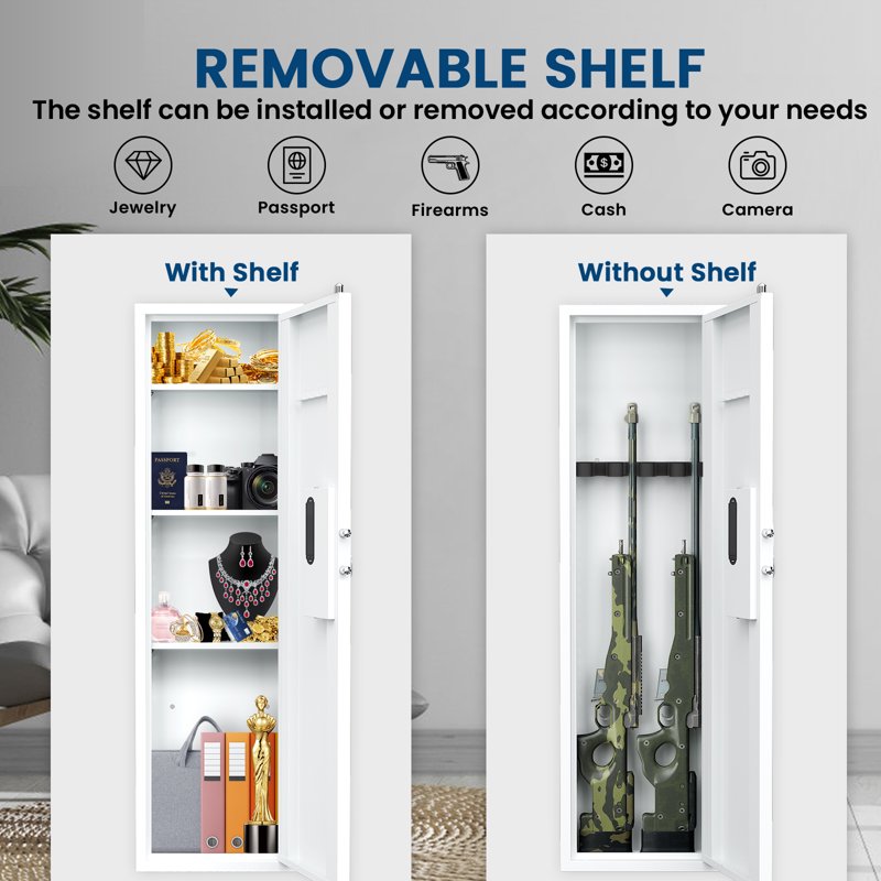 Wall Safe Hidden Gun Safe with Dual Alarm & Silent Mode - In Wall Security Safe