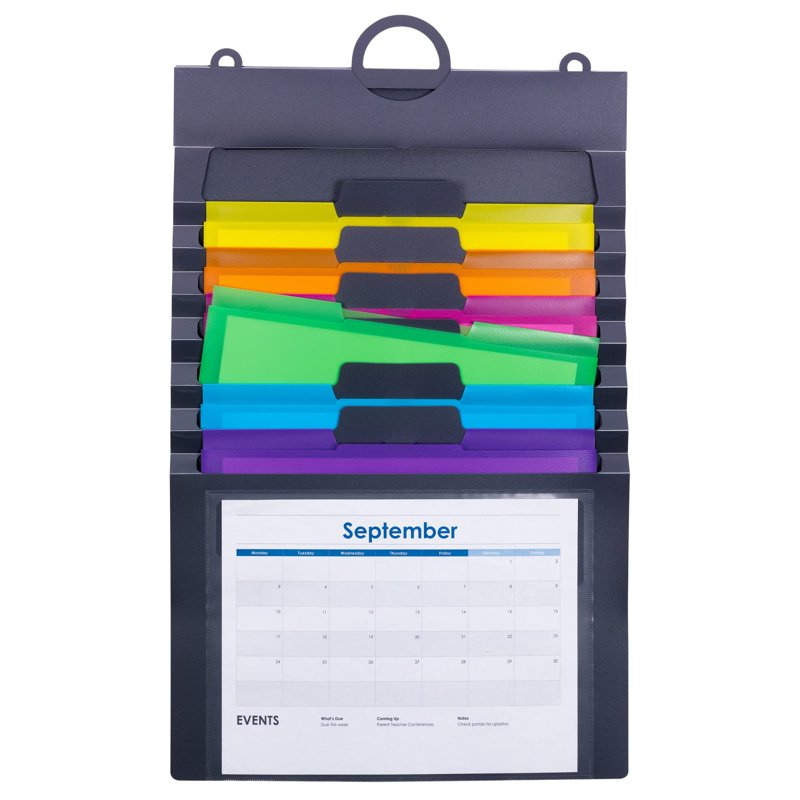 Wall Organizer with 6 Cascading Pockets - Letter Size, Gray