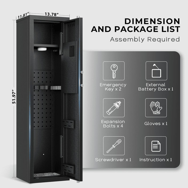 5-7 Gun Safe with Quick Access, Removable Shelf, Assembly Required