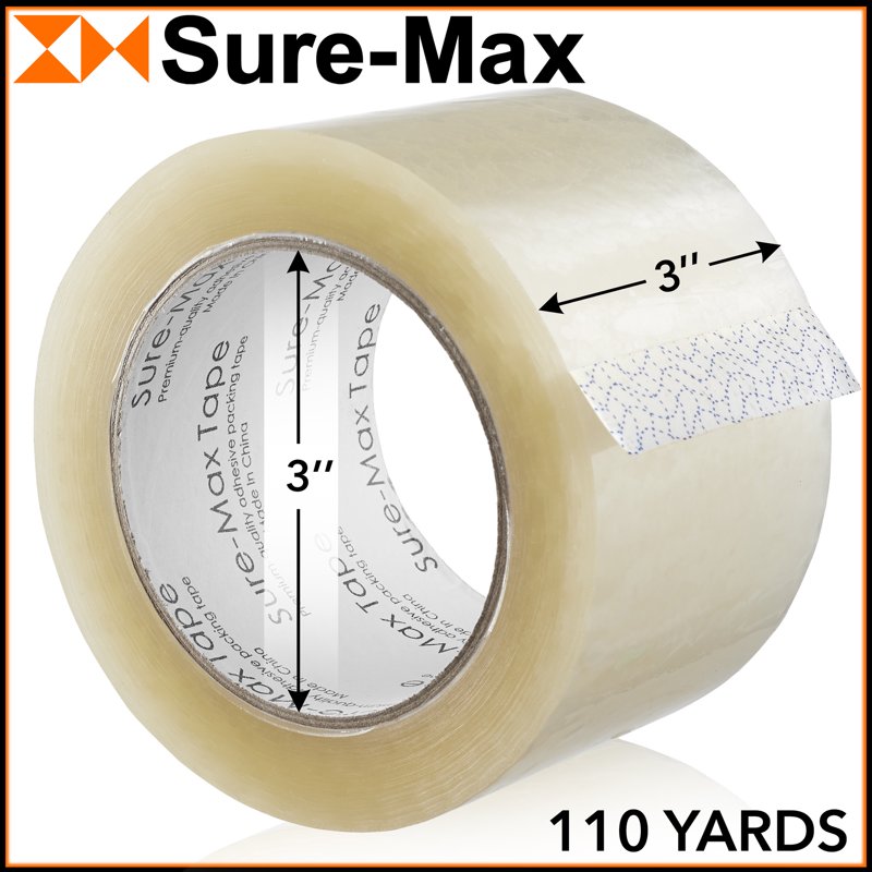 Heavy Duty Clear Packing Tape - 3 Inch x 110 Yards, 2 Mil Thick, Multipurpose Sealing Rolls