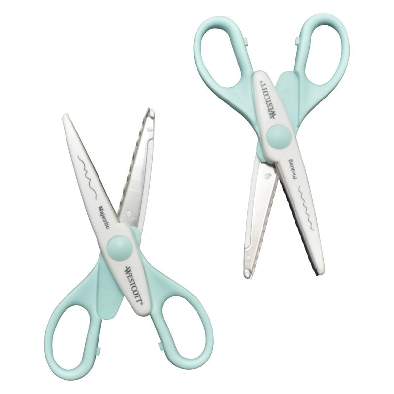 Crafting Scissors Set - Decorative Paper Edging, 6 Inch, Blue/White, 2-Pack