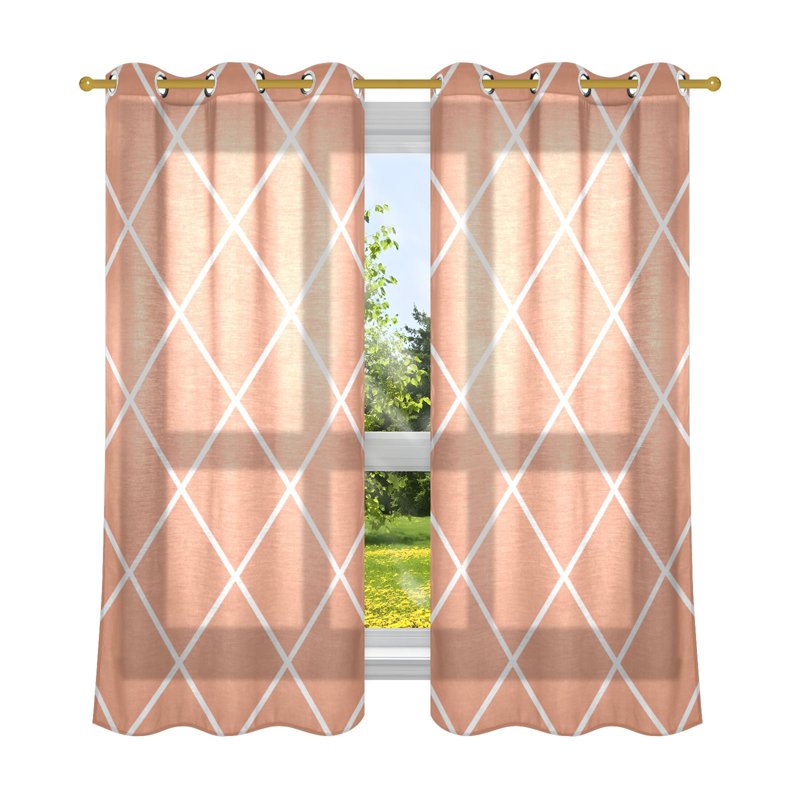 Sheer Curtain Set 2 Panels Grommet Light Filtering Drapes for Bedroom & Living Room