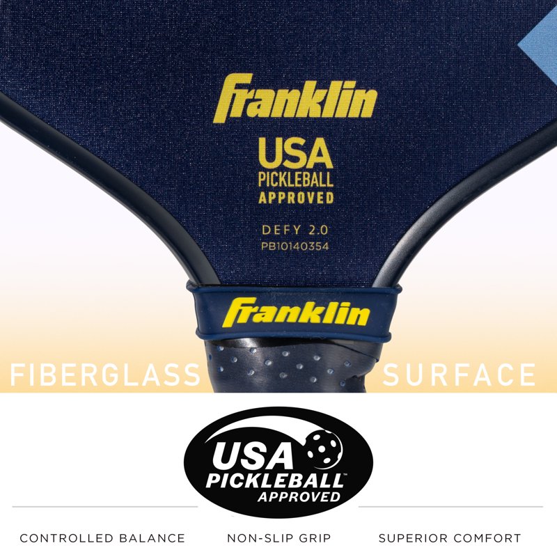 Pickleball Paddle Defy - Textured Fiberglass Surface, Polypropylene Core - Franklin Blue