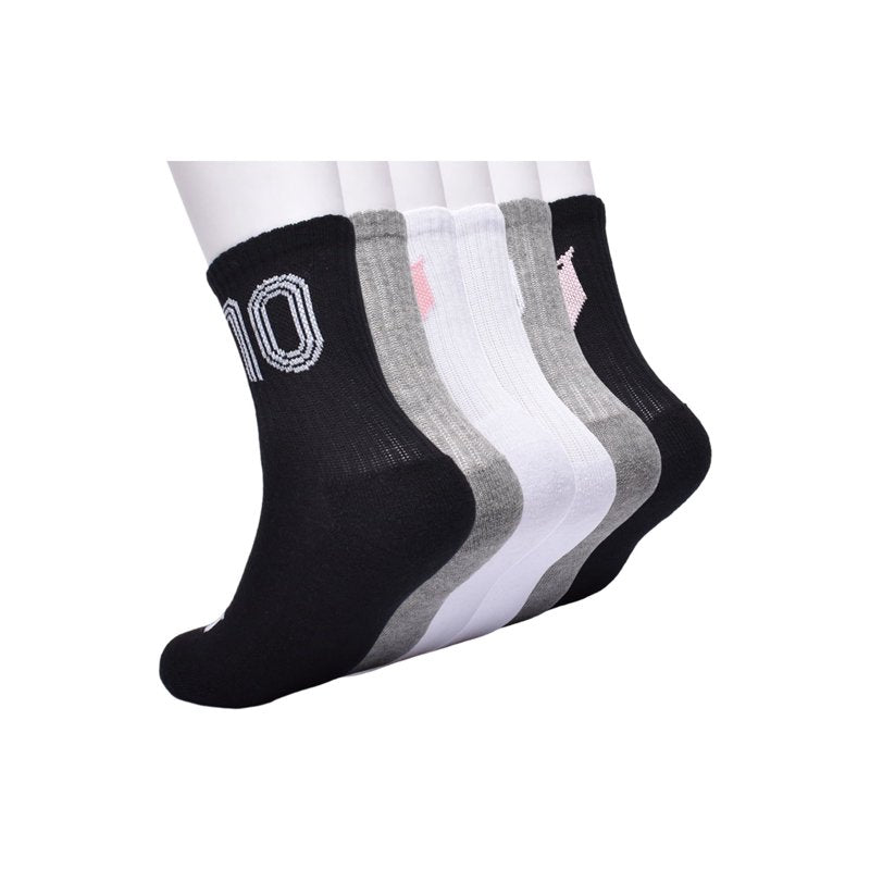 Messi Boys 6-Pack Crew Socks - Size S-L, Black Grey White (Variation: M)