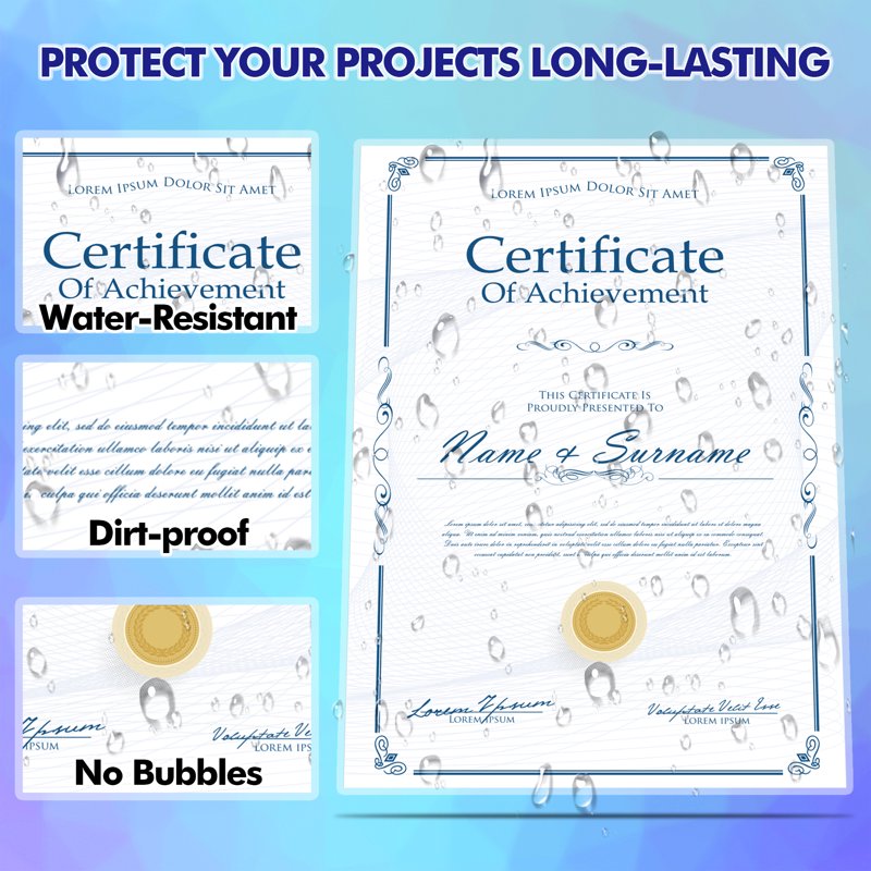Self-Adhesive Laminating Sheets 9x12 Inch - Waterproof Protectors 15 Pack