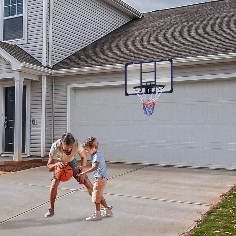 Wall-Mounted Basketball Hoop 35x24 Inches with Shatterproof Backboard & All-Weather Mesh