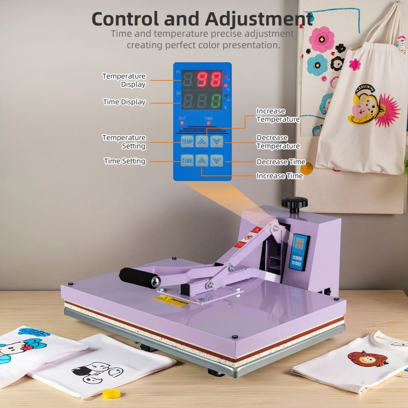16x24 Inch Manual Heat Press Machine with Slide-Out Base for T-Shirts & Crafts