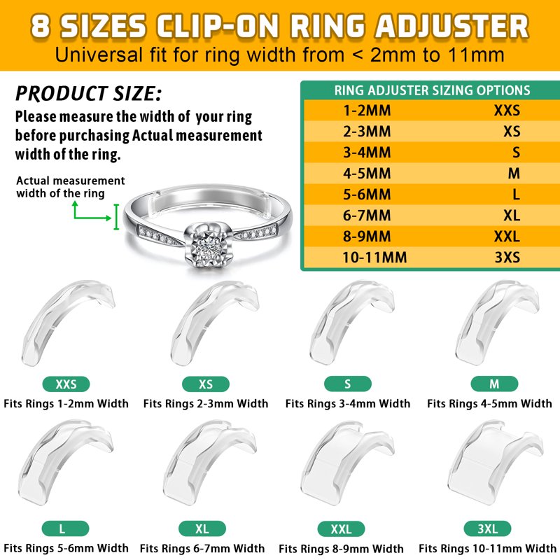Transparent Silicone Ring Sizers for Loose Rings - 14 Pack Adjustable Fit for Women & Men