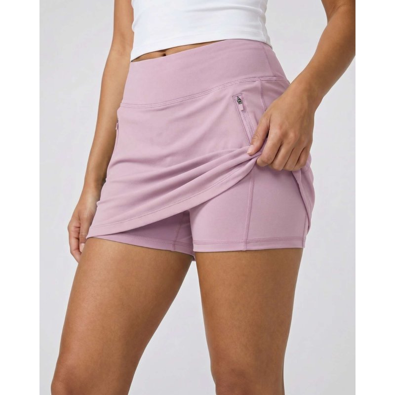Women's 16-Inch Curved Hem Golf Skort 3-Pack with Zip Pockets - Athletic Tennis & Workout Skirts