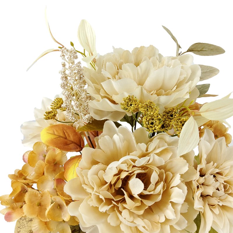 Artificial Peony and Dahlia Bouquet - Cream Indoor Floral Decor, 18.5in