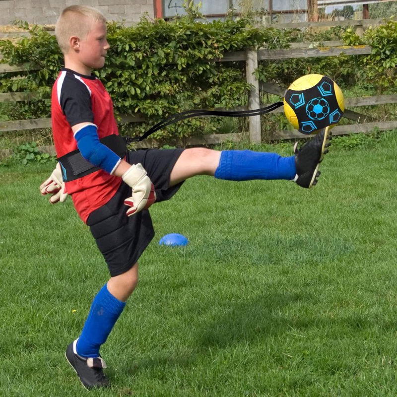 Plutput Blue+Black Solo Soccer Kick Trainer — Hands-Free Football/Soccer Training Aid