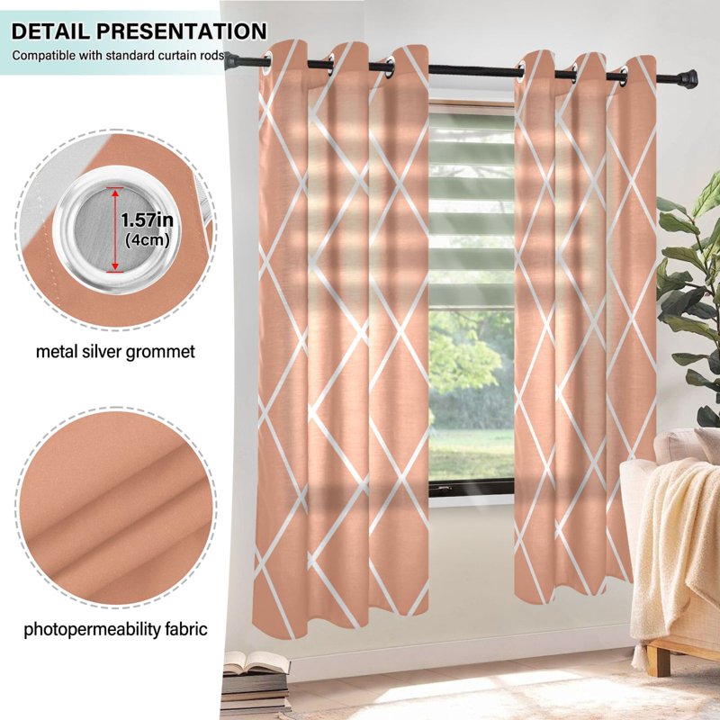 Sheer Curtain Set 2 Panels Grommet Light Filtering Drapes for Bedroom & Living Room