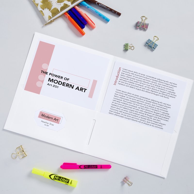 Two Pocket Folder Set - Holds Up to 40 Sheets - White - Pack Options