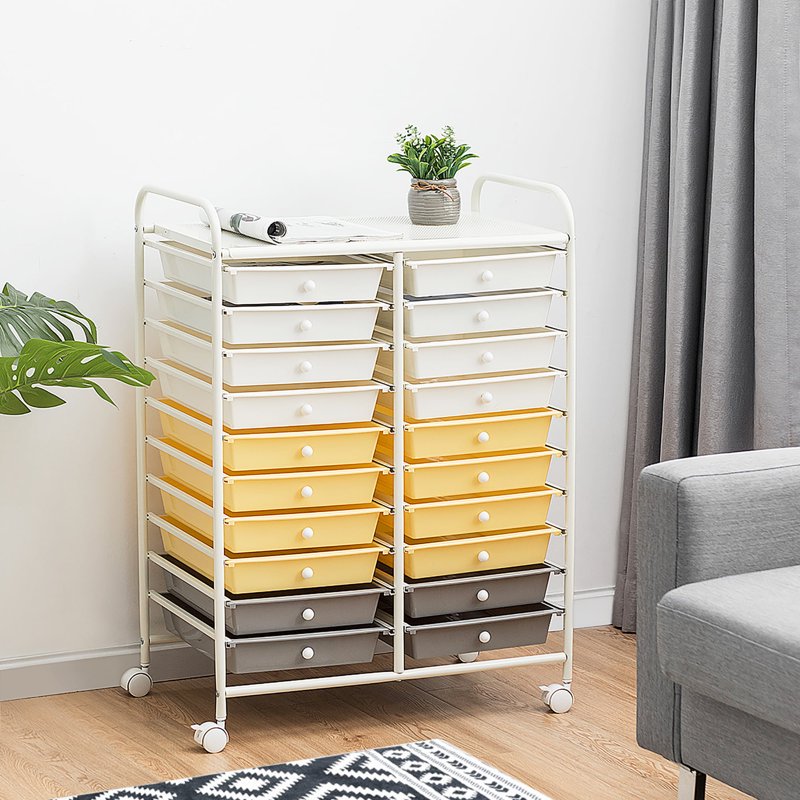 20-Drawer Rolling Storage Cart with Removable Plastic Drawers for Office, Home, Garage