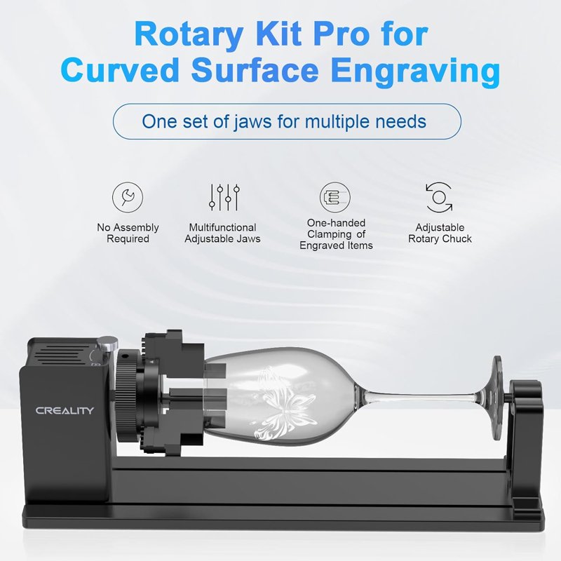 Laser Engraving Rotary Chuck Kit for Cylindrical Objects - 360° Rotation, Adjustable Jaws