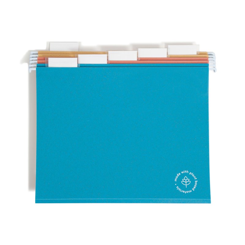 Eco-Friendly Hanging File Folders - Assorted Colors, 6 Pack, 8.5 x 11"