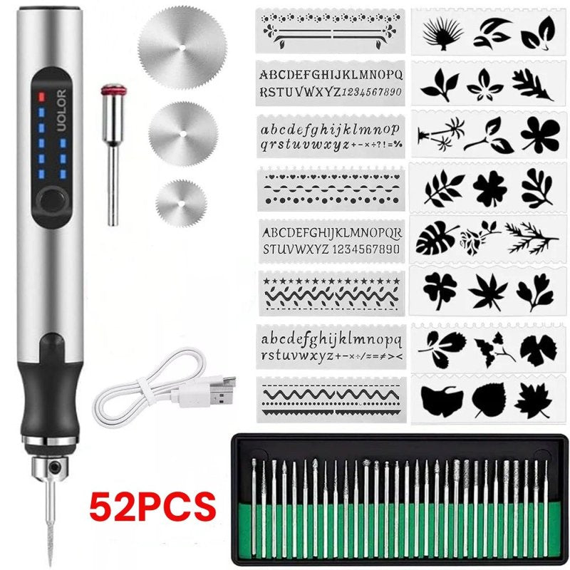 Portable Electric Engraving Pen Kit with 30 Diamond Burr Bits & USB Charging