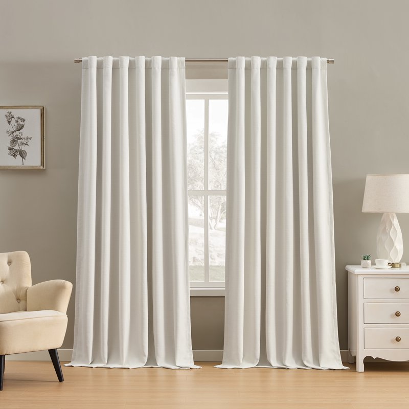 Blackout Linen Curtain Set - 2 Panels, Room Darkening & Insulation