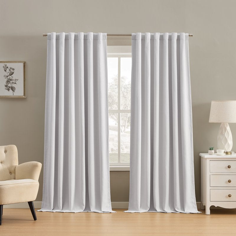 Blackout Linen Curtain Set - 2 Panels, Full Light Blocking, Thermal Insulation
