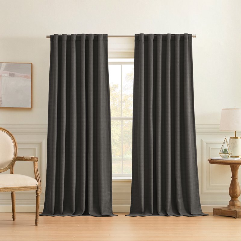Blackout Linen Curtain Set - 2 Panels, Full Room Darkening & Insulation