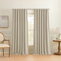 Blackout Linen Curtain Set 2 Panels - Light Blocking Thermal Insulated