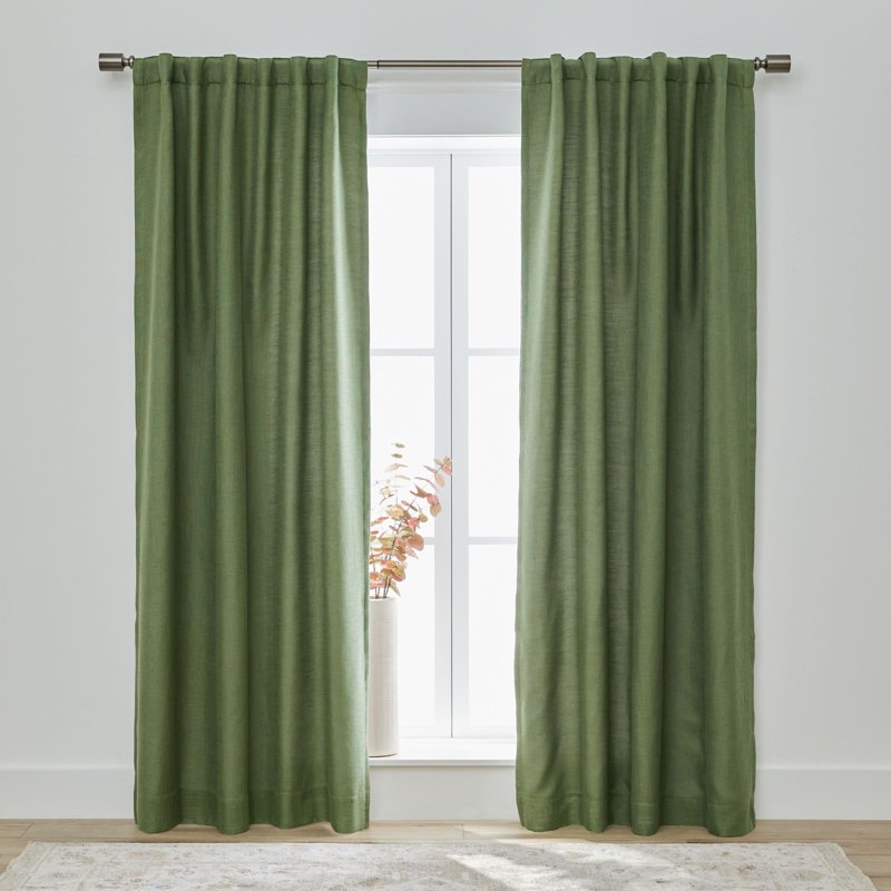 Blackout Linen Blend Curtain Panel with Rod Pocket - 50x95 Inches