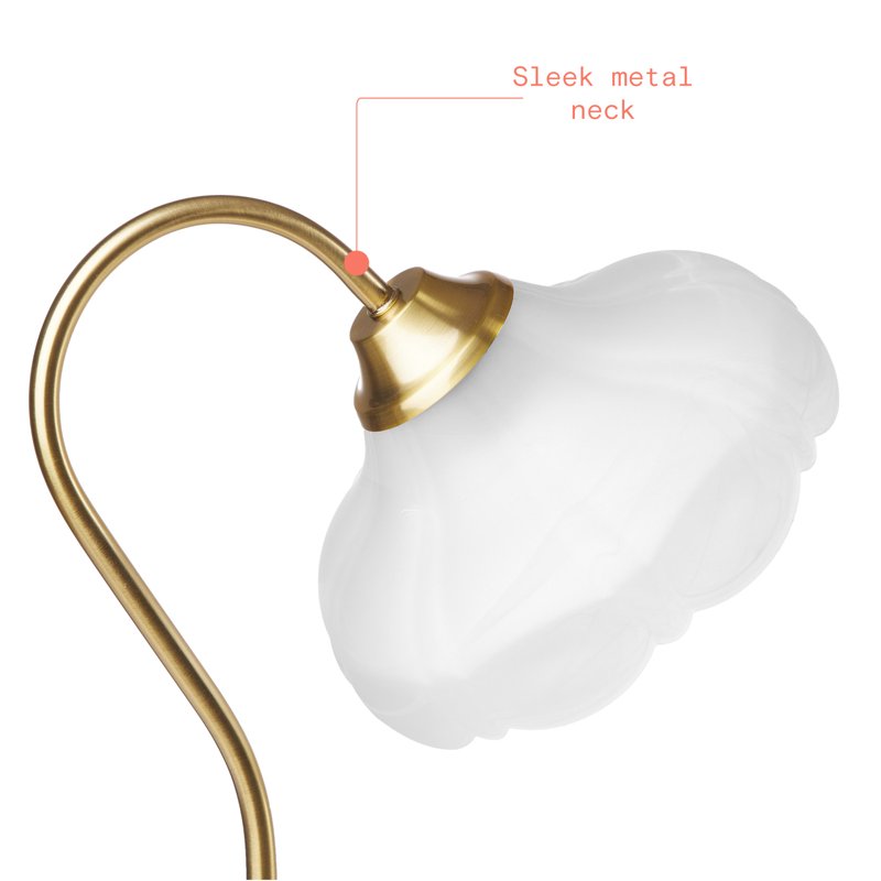 19-Inch Gold Metal Table Lamp with Glass Petal Shade - Elegant Home Decor