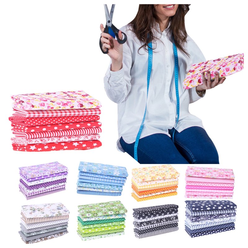 Cotton Fabric Bundle for Quilting & Sewing – 7 Assorted Patchwork Squares