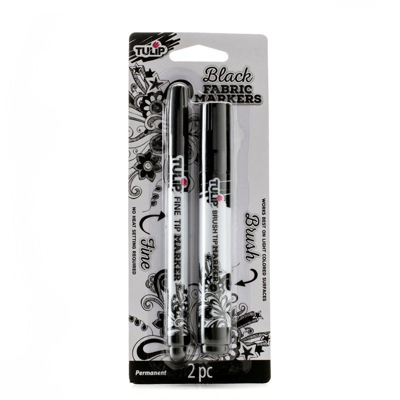 3 Pack Fabric Markers with Fine and Brush Tips - Permanent & Washable