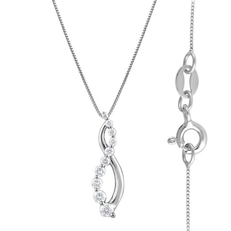 Lab Grown Diamond Pendant Necklace for Women, 1/4 Ct Silver Jewelry