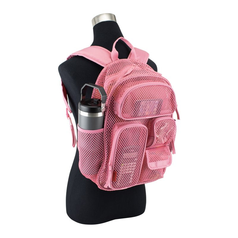 Unisex 16-Inch Cargo Mesh Backpack with Multiple Pockets & Hydration Features
