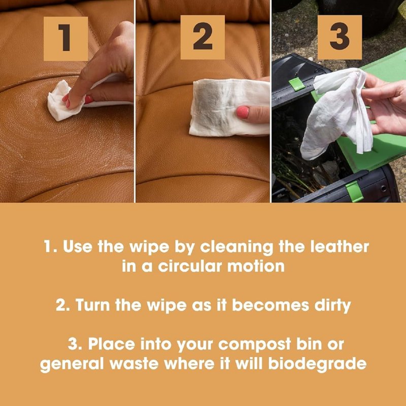 Leather & Vinyl Furniture Cleaning Wipes - Multi-Purpose, Residue & Streak-Free - Eco-Friendly, 80 Count