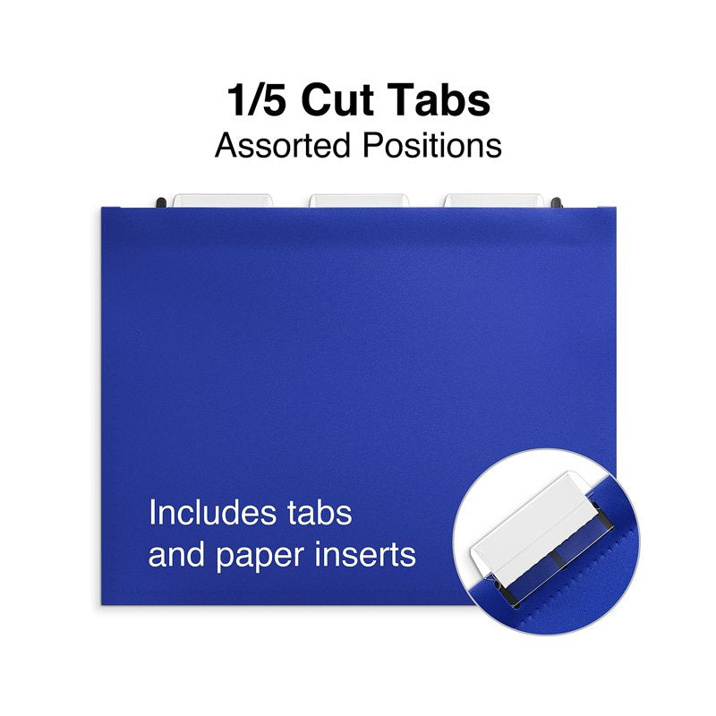 Poly Expanding Hanging File Folders Letter Size Assorted 5-Pack