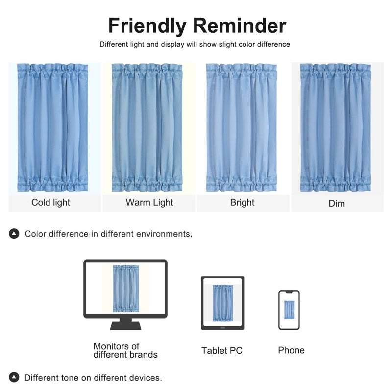 Solid Window Curtain Panel Sky Blue 25x40 Inches - Room Darkening Privacy