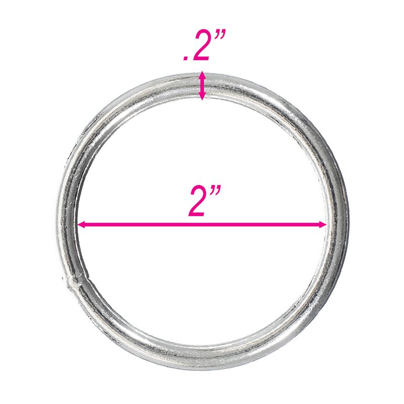 Nickel Plated 2-Inch Welded Steel O-Rings for Jewelry, Macrame & Crafts - Pack Options
