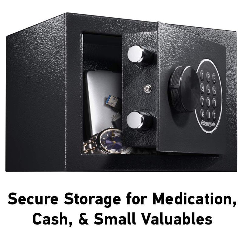 Electronic Security Safe - Pry-Resistant Steel Lock Box for Valuables, Fits Laptops