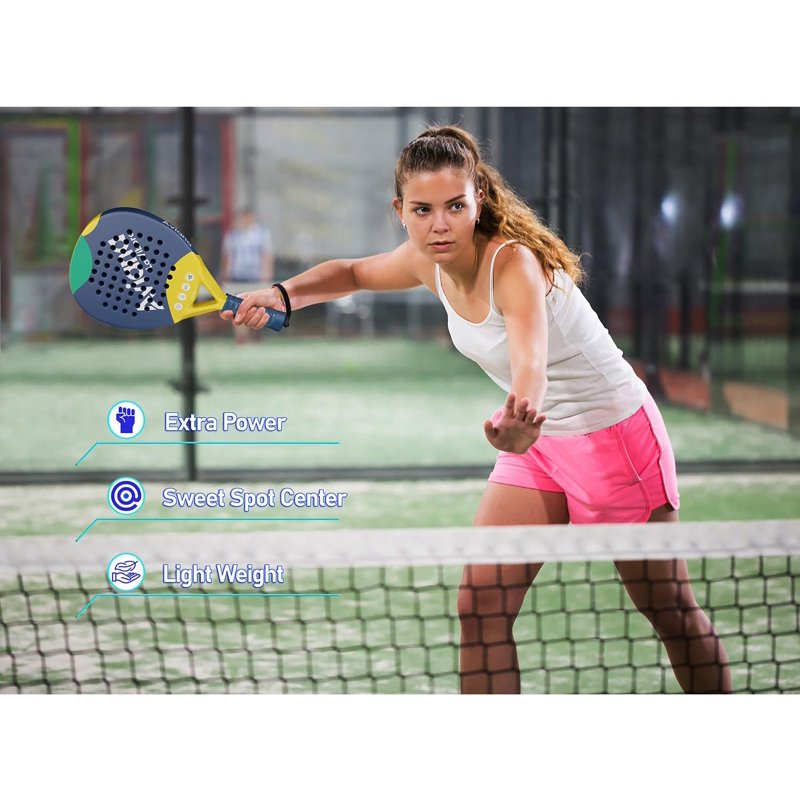 Padel Racket Carbon Fiber Surface EVA Memory Foam Core Beginners & Pros
