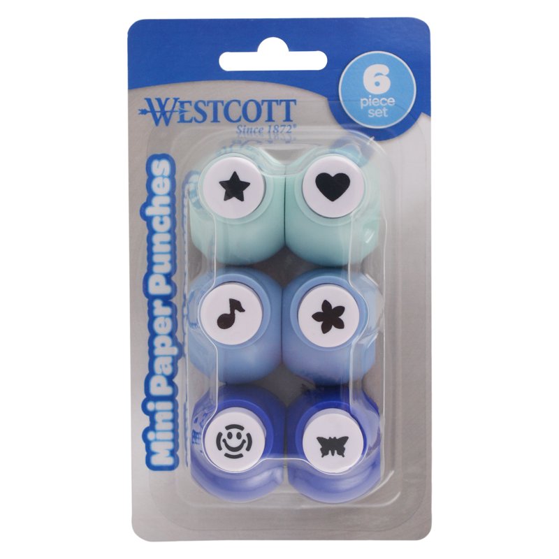 Mini Paper Punch Set for Crafting and Scrapbooking - 6 Designs, 6mm Holes