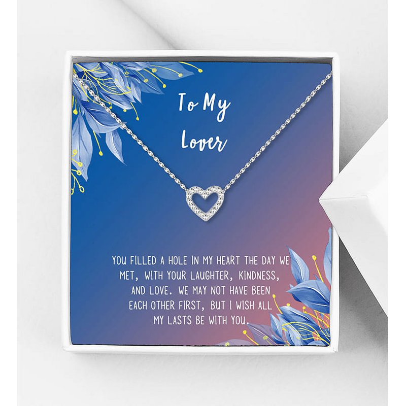 Personalized Lover Necklace Gift for Her - Crystal Heart Pendant, Silver & Gold Options