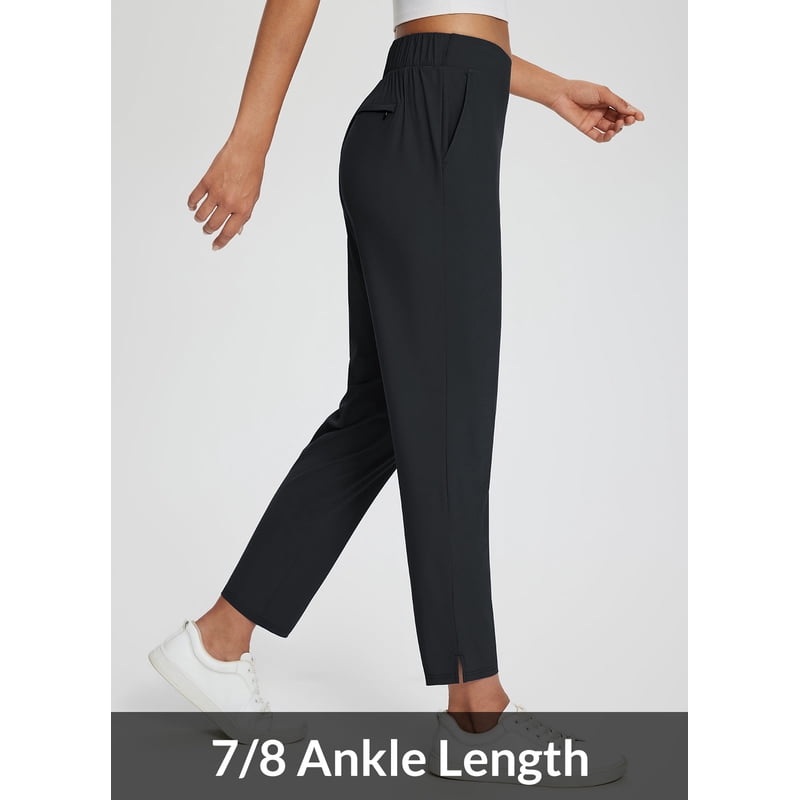 Women's Golf Pants with Pockets and Zipper Ankle Trousers - Stretch, Lightweight, Business Casual