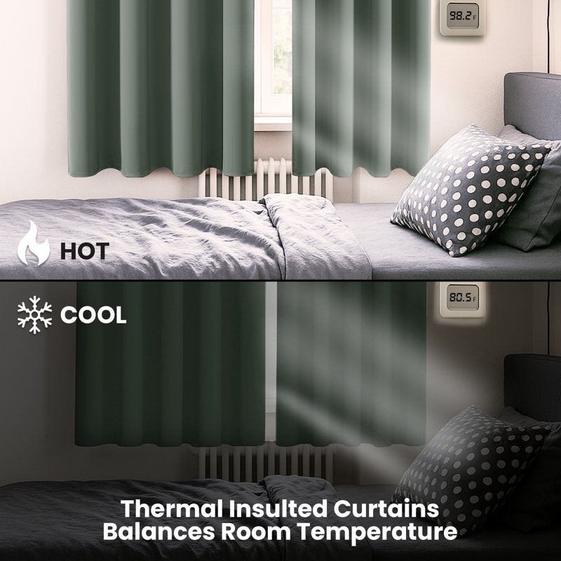 Blackout Curtain Set of 2 - Thermal Insulated Light Blocking Noise-Reducing Drapes for Living Room & Bedroom