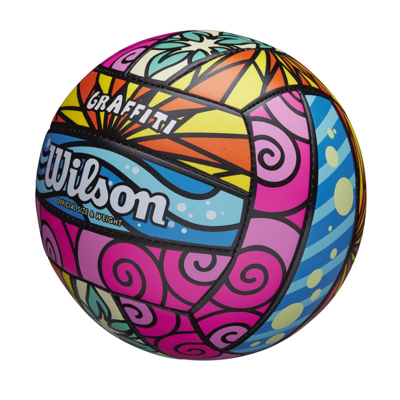 Wilson Graffiti Outdoor Volleyball - Official Size, MultiColor & White/Orange