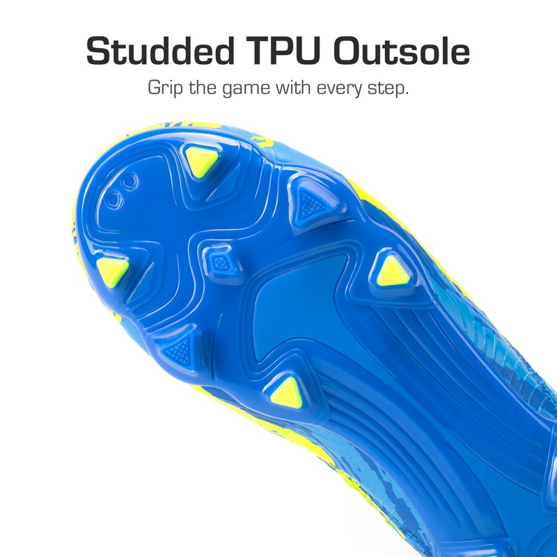 Dream Pairs Kids Soccer Cleats Mid-Top Outdoor Football Shoes Royal Blue/Neon Green