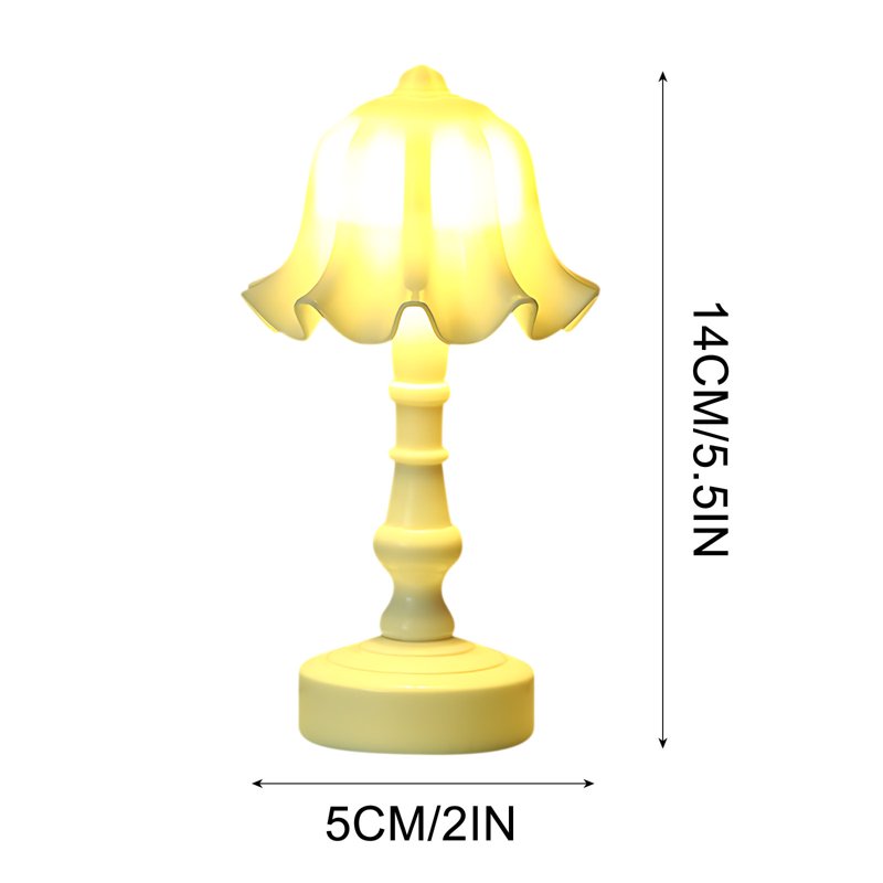 Cordless Bedside Lamp 5.5 Inch Retro Night Light for Bedroom & Living Room