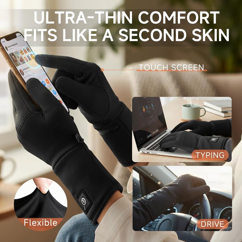 Rechargeable Heated Glove Liners for Men Women Winter Warmth Ski Snowboarding Hiking