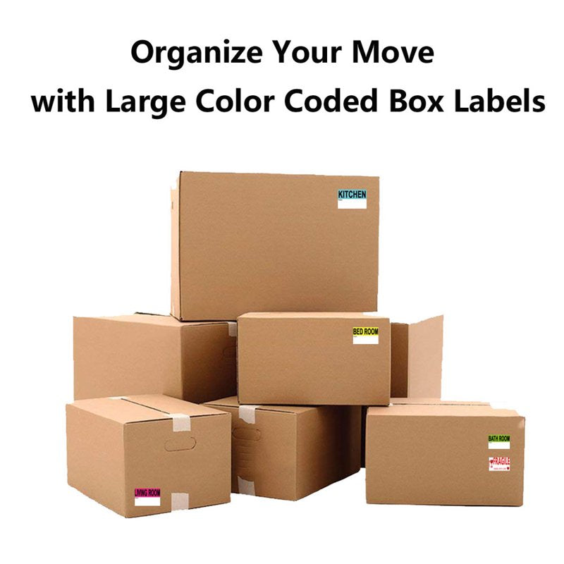Home Moving Labels 300 Pack - 3x2 Inch Color Coded Adhesive Stickers for Boxes