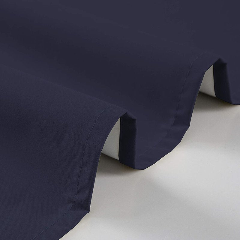 Blackout Kitchen Curtain Sets - Modern Navy Blue Solid Print 60x36 in (3 Panels)