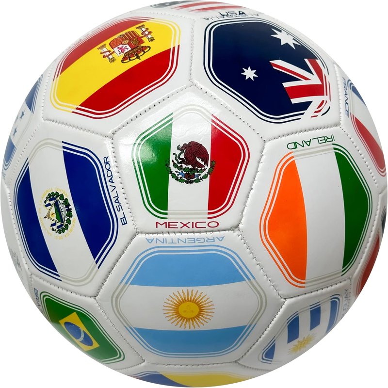 Soccer Ball Size 3 with Multicolor Flag Design, PVC, Training Ball
